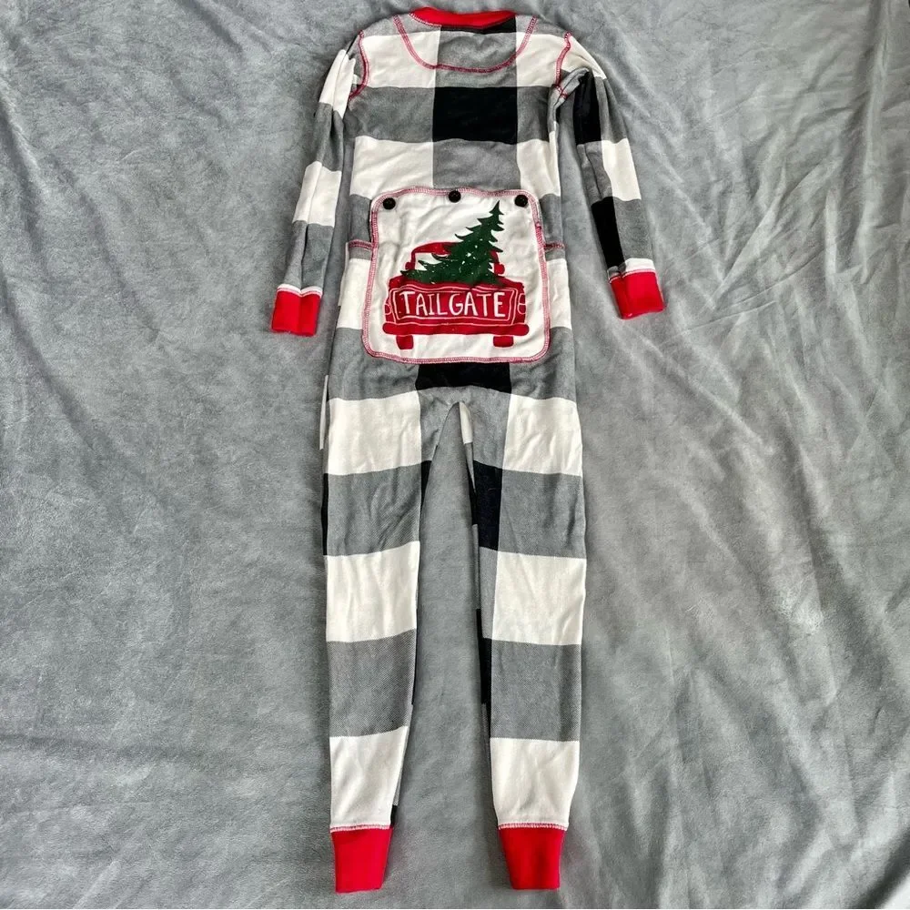 Lazy One Cotton Toddler Boy Pajamas | Black, White, Red Buffalo Check Christmas